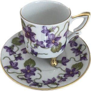 Sm Demitasse Bavaria  Bone China Violet Purple Teacup Set